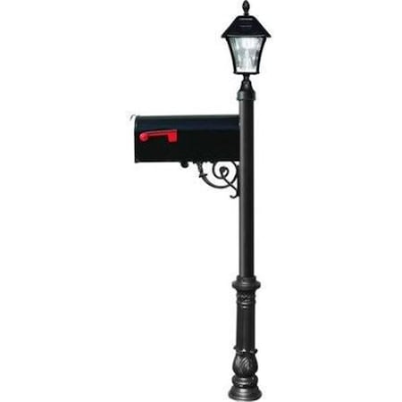 Grandoldgarden E1 Economy Mailbox System with Ornate Base & Bayview Solar Lamp Black GR3179801